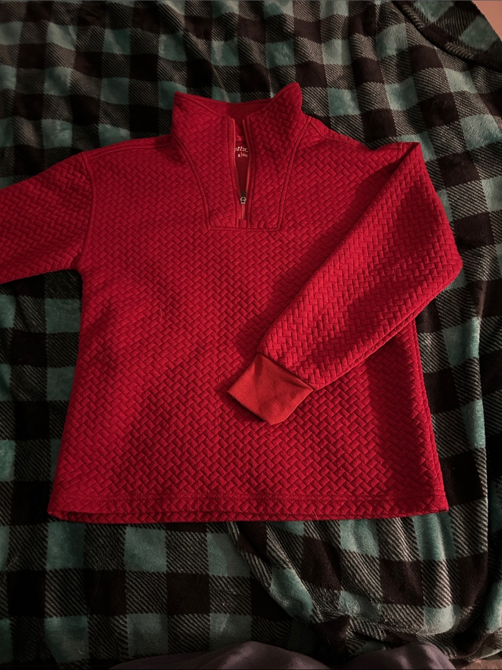 bcg Red Women's Textured Quarter-Zip Sweater